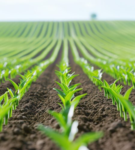 young plants in a field, AI generated image